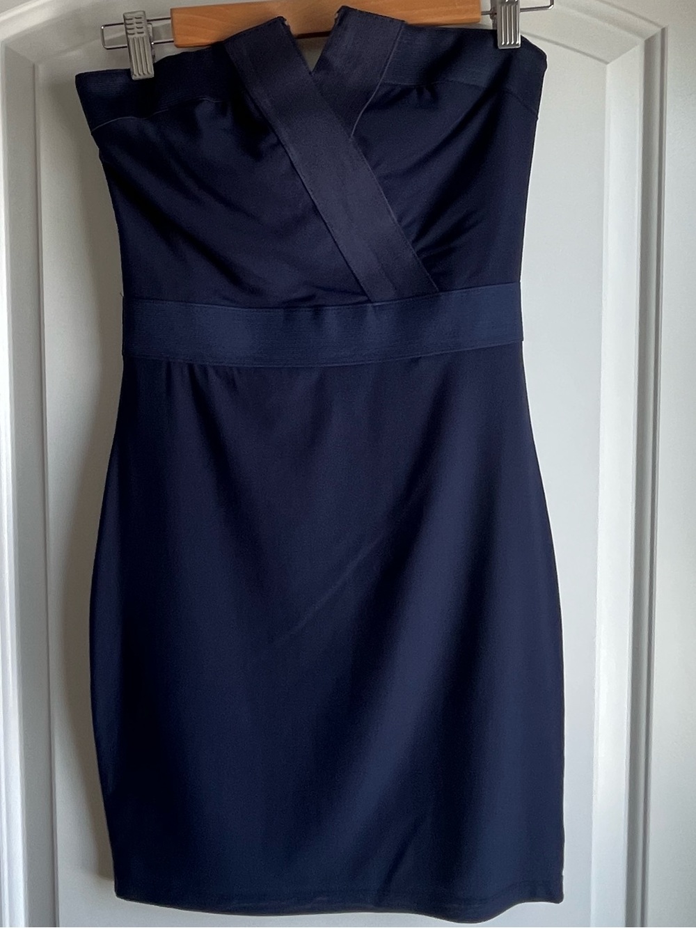 BLQ. Mkt Mixology Strapless Mini Dress Navy Blue with Silver Zipper Fits like XS